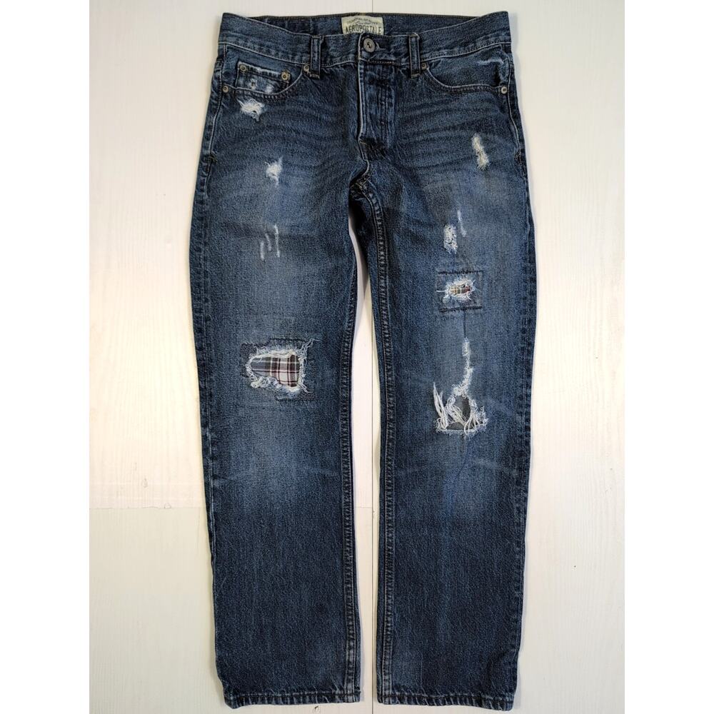 Aeropostale Women’s Size 30 Blue Mid Rise Ripped Skinny Jeans Distressed Denim